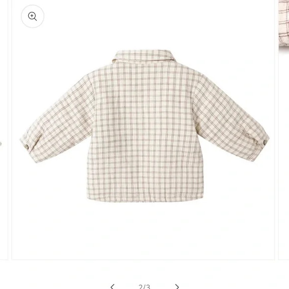 Quincy Mae Ford Jacket - Cedar Check Cream Plaid Button-Front Sherpa Lined Coat - Picture 3 of 4